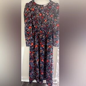 Hayden Floral Dress - Black and Orange